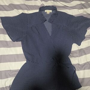 Monteau Navy Polka Dot Blouse